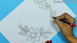 How to Draw a Floral designs drawing  Drawing Flowers easy [upl. by Bouzoun]