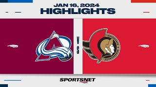 NHL Highlights  Avalanche vs Senators  January 16 2024 [upl. by Odlabu244]