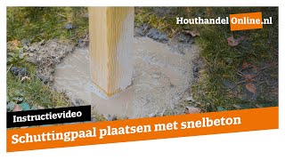 Schuttingpaal plaatsen met snelbeton — Houthandelonline 5 [upl. by Beacham358]