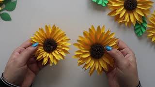 Beautiful Paper Sunflower Tutorial  DIY Small Paper Flower for Room Decoration [upl. by Enomaj]