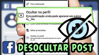 Como Desocultar Uma Publicação no Facebook [upl. by Derdlim]