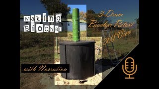 3 x 55 gal Drum Biochar Retort  360° View [upl. by Corson995]