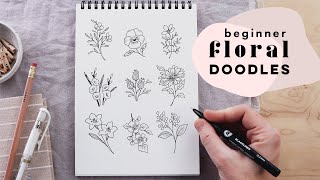 9 Simple Floral Doodles  How to Draw Flowers Step By Step [upl. by Skardol]