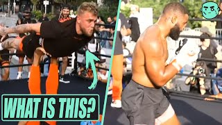 Jake Paul vs Tyron Woodley Open Workout Highlights BIZARRE [upl. by Rednav]