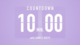 10 Min Countdown Flip Clock Timer  Simple Beeps 🫐 🔔 [upl. by Mctyre]