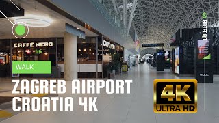 Zagreb Airport Croatia 4K Walk IATA ZAG ICAO LDZA [upl. by Irv150]