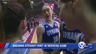 Breanna Stewart suffers Achilles injury during game [upl. by Casady]