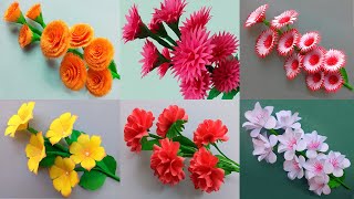 6 Easy Paper Flowers Most Views on Youtube Channel  DIY [upl. by Punak]