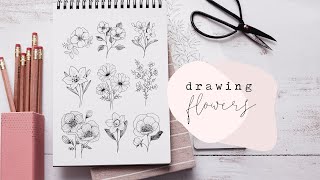 How To Draw Flowers  Florals Step By Step [upl. by Marielle]