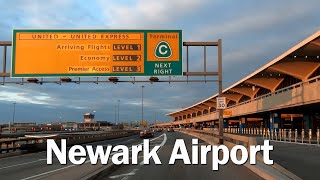 Driving thru Newark Liberty International Airport terminal A B C [upl. by Uranie994]