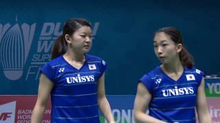 Dubai World Superseries Finals 2016  Badminton SF1 M1WD  MatTak vs JuhlPed [upl. by Akirdnas628]