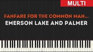 Emerson Lake and Palmer  Fanfare for the Common Man Instrumental Tutorial Synthesia [upl. by Haberman548]